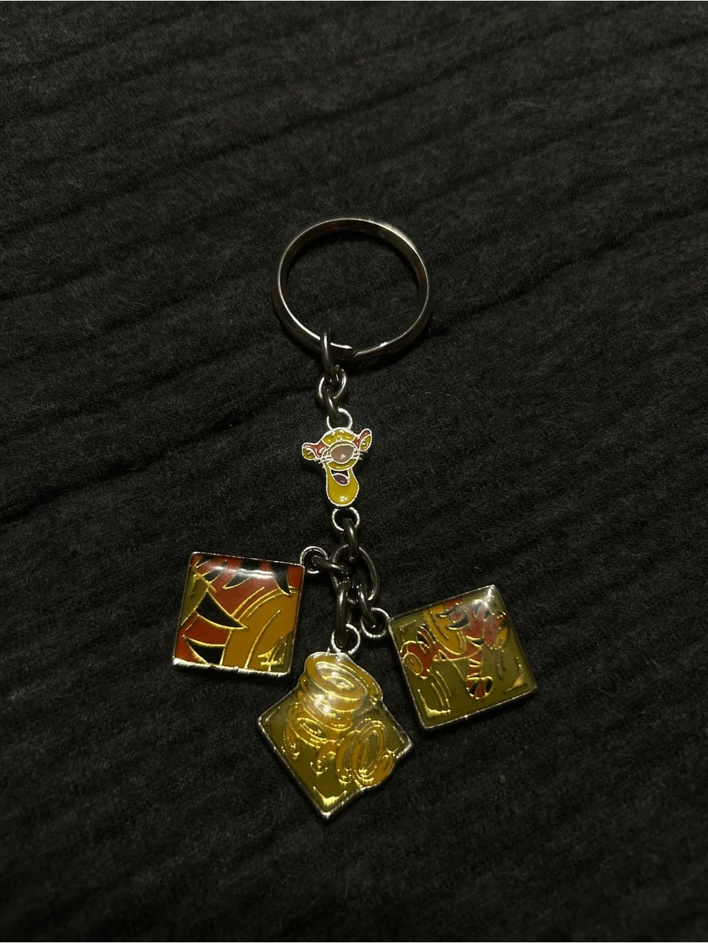 Vintage Disney Gold-Tone Keychain with Yellow and Orange Enamel Charms